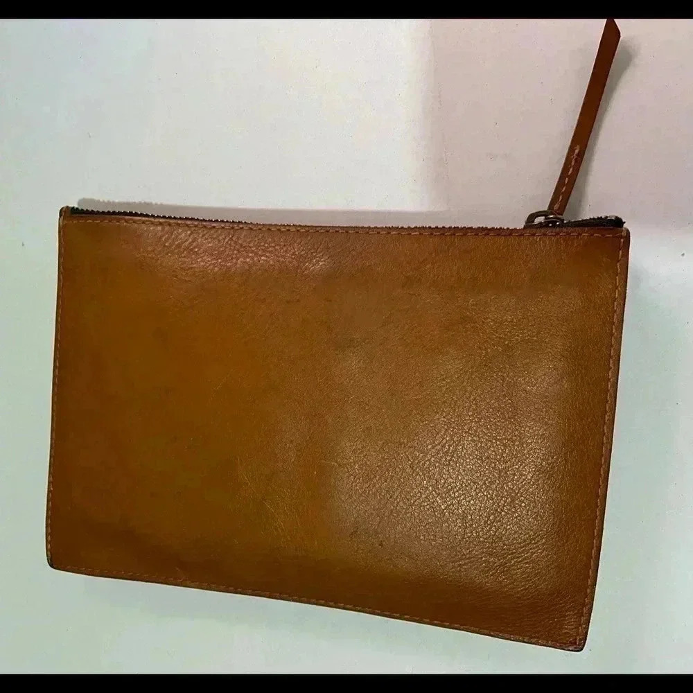 Madewell brown distressed leather wristlet